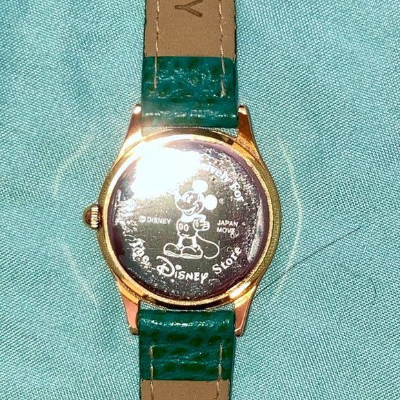 Vintage Disney Tinker Bell Women's Green Leather Buckle Band Watch - Picture 3 of 5